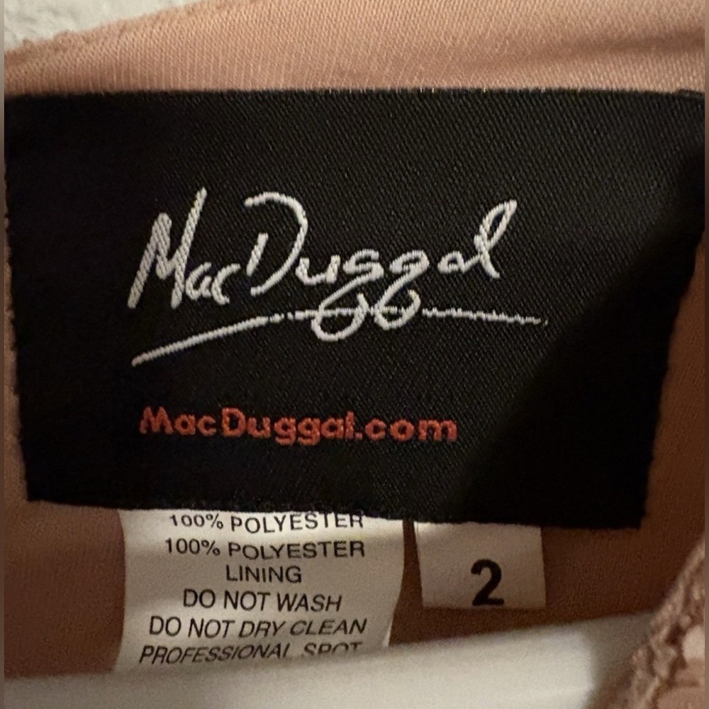 *Mac Duggal Beaded Puff Sleeve Deep Illusion V-neck Gown in Mocha Size 2C - Picture 6 of 8